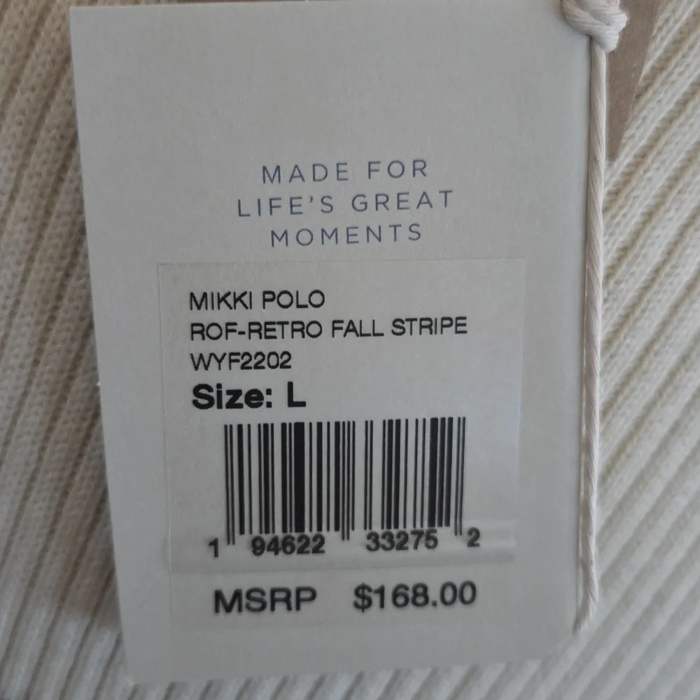 NEW Faherty Mikki Polo Long Sleeve Ribbed Pullover Retro Fall Stripe - L - Picture 8 of 11